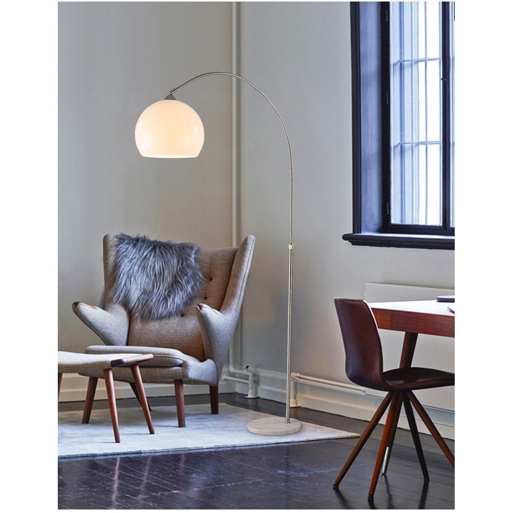 LED Arc Floor Lamp with Glass Shade – Modern Living Room Light