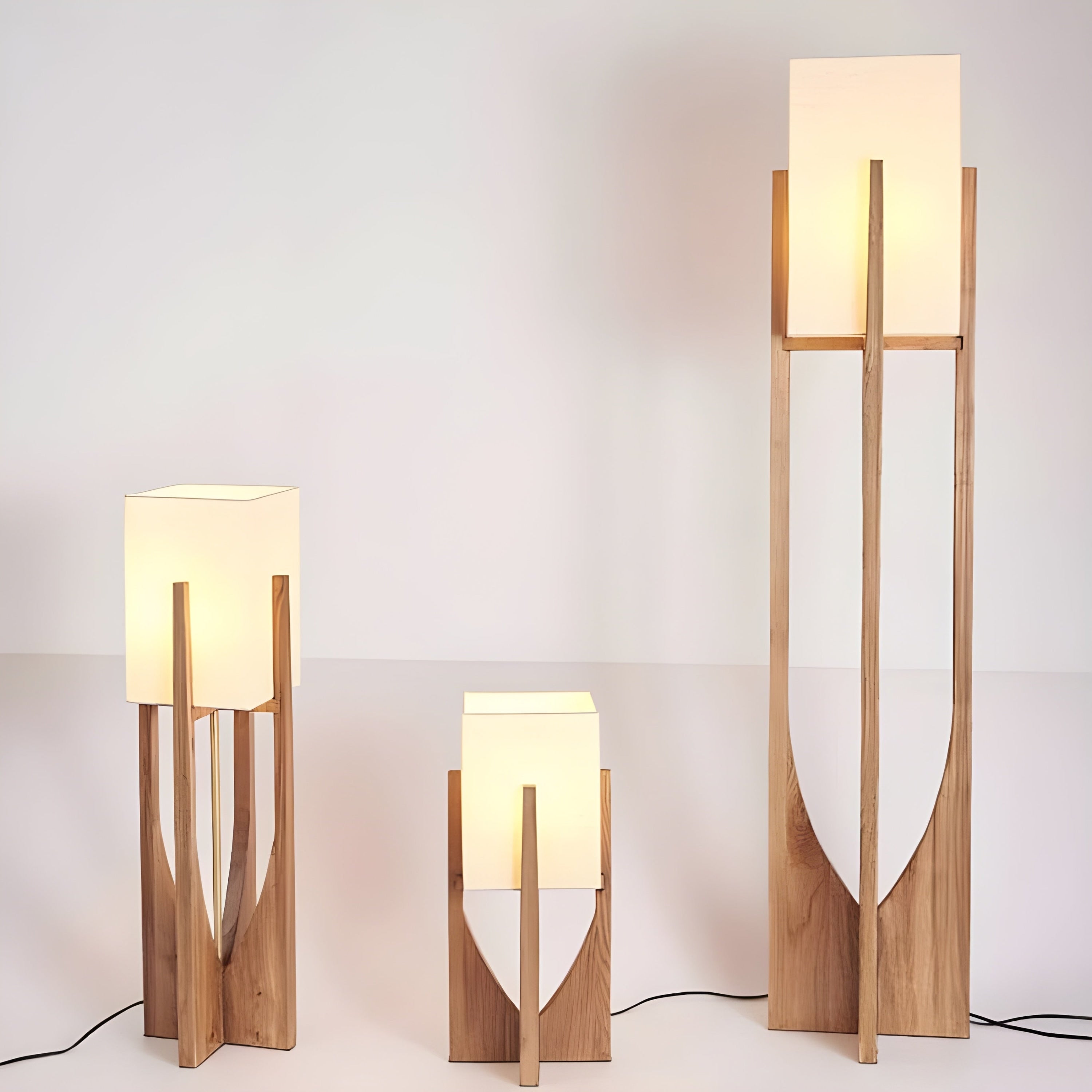 Wooden Floor Lamp with Parchment Shade – Warm Ambient Light