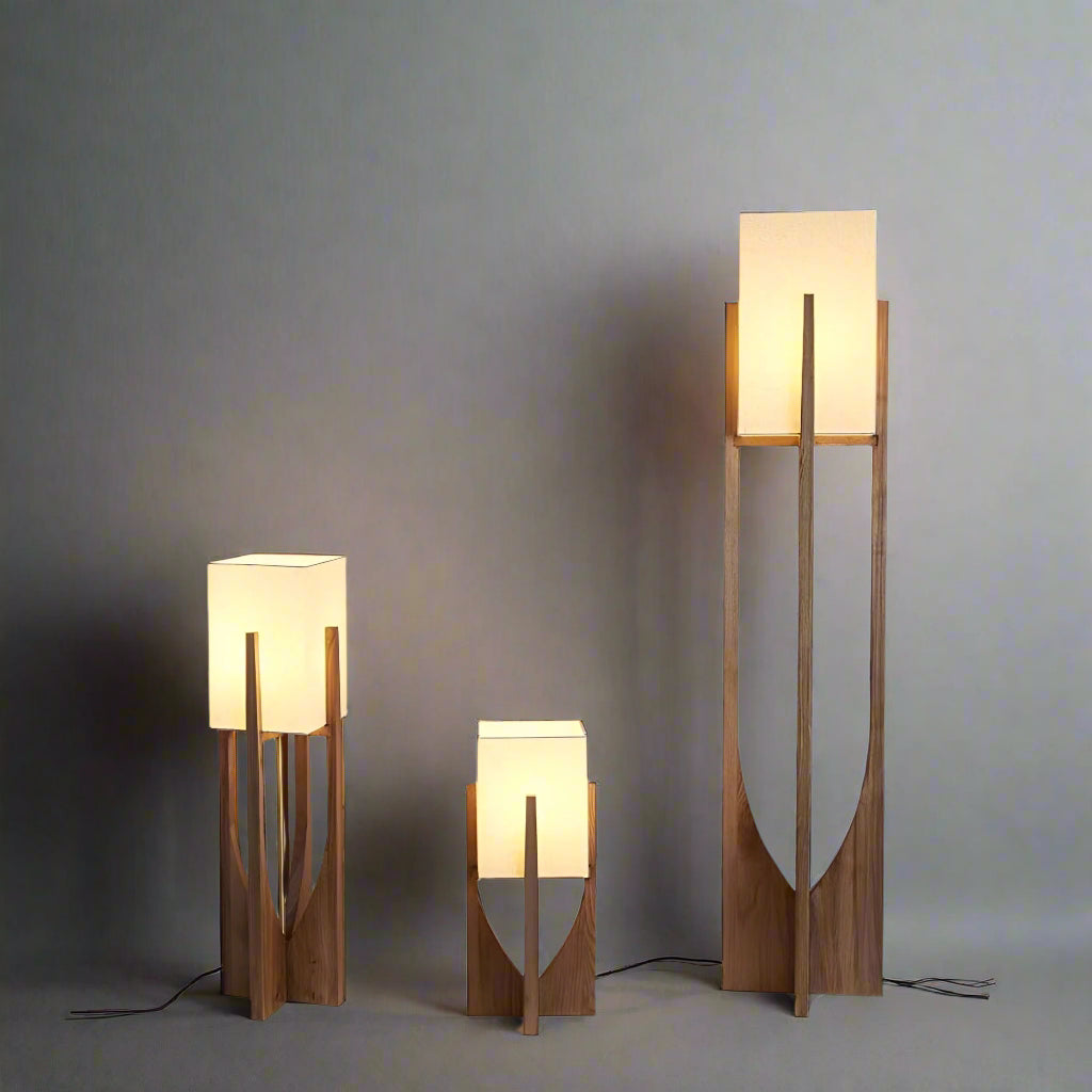 Wooden Floor Lamp with Parchment Shade – Warm Ambient Light