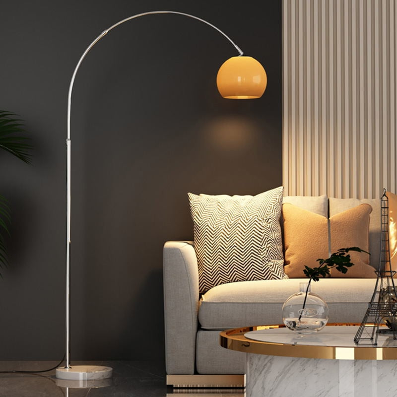 LED Arc Floor Lamp with Glass Shade – Modern Living Room Light